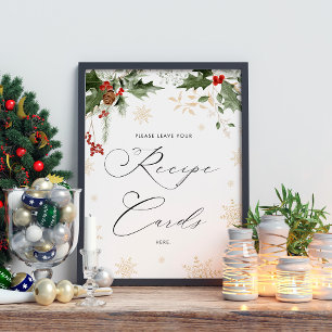 Snow in Love Recipe Cards Winter Bridal Shower Poster