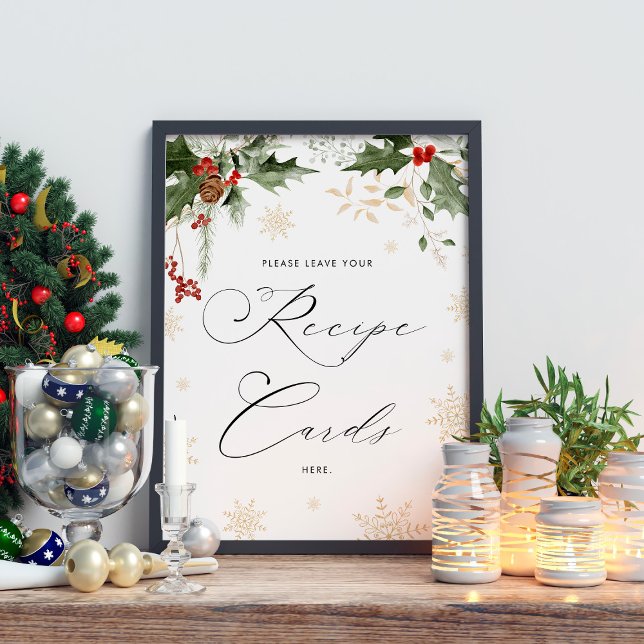Snow in Love Recipe Cards Winter Bridal Shower Poster (Creator Uploaded)
