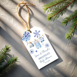 Snow in love snowflakes winter baby shower favour gift tags