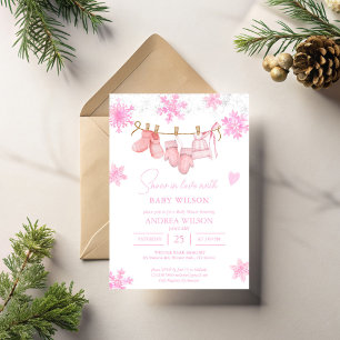 Snow in love snowflakes winter baby shower invitation