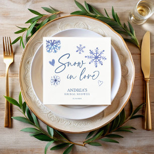 Snow in love snowflakes winter bridal shower napkin