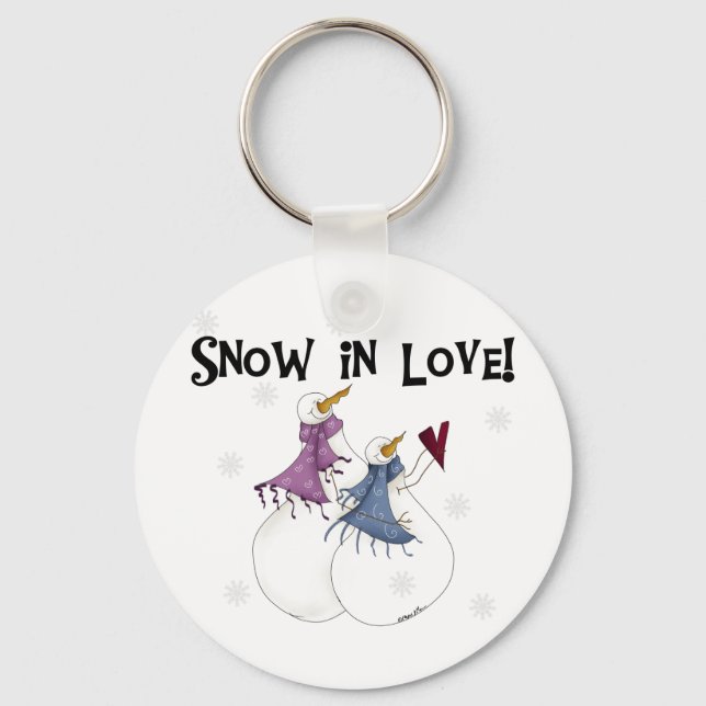 Snow in Love Snowman T-shirts and Gifts Key Ring (Front)