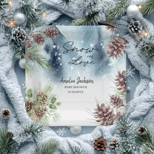 Snow in love snowy pines winter bridal shower  paper plate