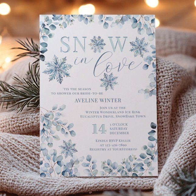 Snow in Love theme Winter Bridal Shower Invitation (Snow in Love winter bridal shower invitation by Darling & May)