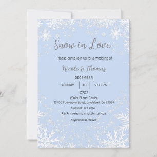 Snow in Love Wedding Invitation, Winter Wedding Invitation