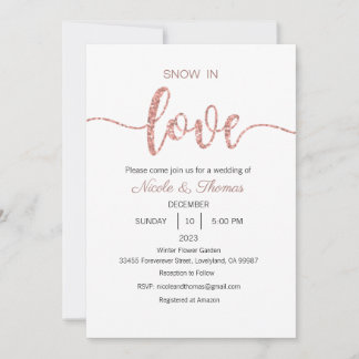 Snow in Love Wedding Invitation, Winter Wedding Invitation