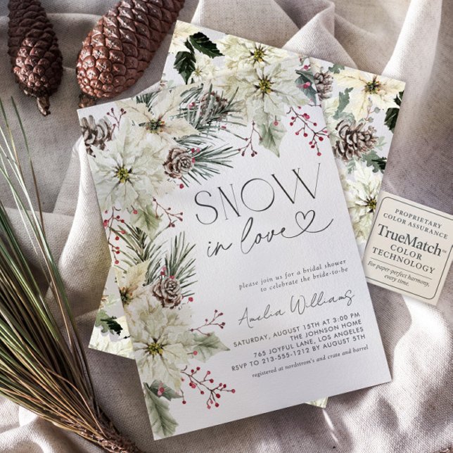 Snow in Love White Poinsettia Winter Invitation (Creator Uploaded)