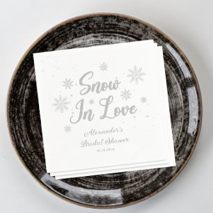 Snow in love White Winter Bridal Shower Napkin