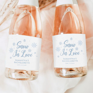 Snow In Love Winter Bachelorette Party Champagne  Sparkling Wine Label