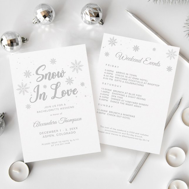 Snow In Love Winter Bachelorette Party Invitation (Creator Uploaded)