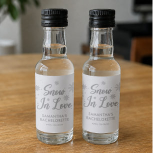 Snow in love Winter Bachelorette Party  Liquor Bottle Label