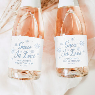 Snow In Love Winter Bridal Shower Champagne Sparkling Wine Label