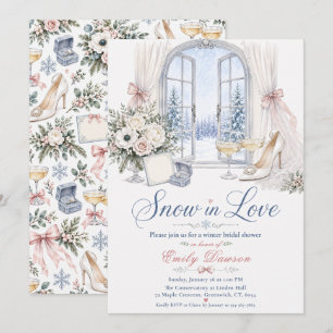 Snow in Love Winter Bridal Shower Invitation