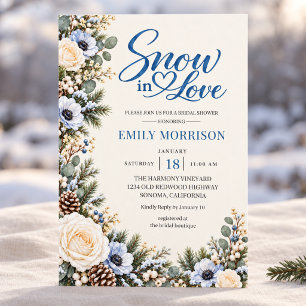 Snow in Love Winter Bridal Shower Invitation