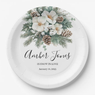 Snow In Love Winter Bridal Shower Invitation Paper Plate