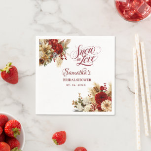 Snow in love winter bridal shower napkin