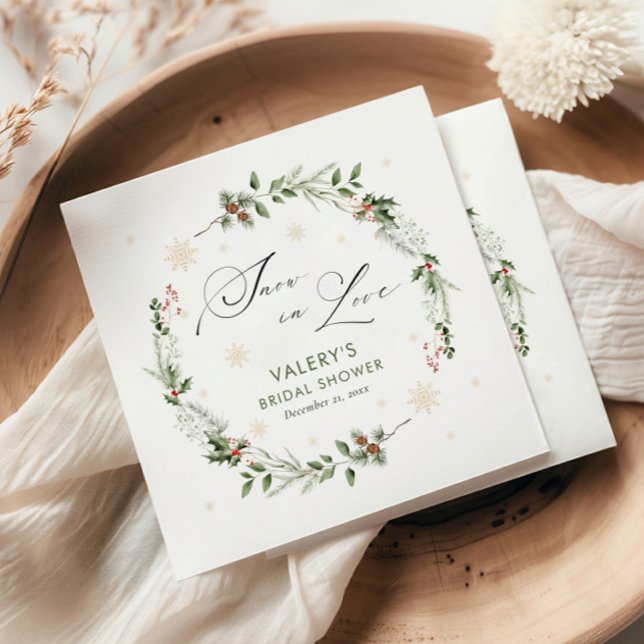 Snow in Love Winter Bridal Shower Napkin (Creator Uploaded)