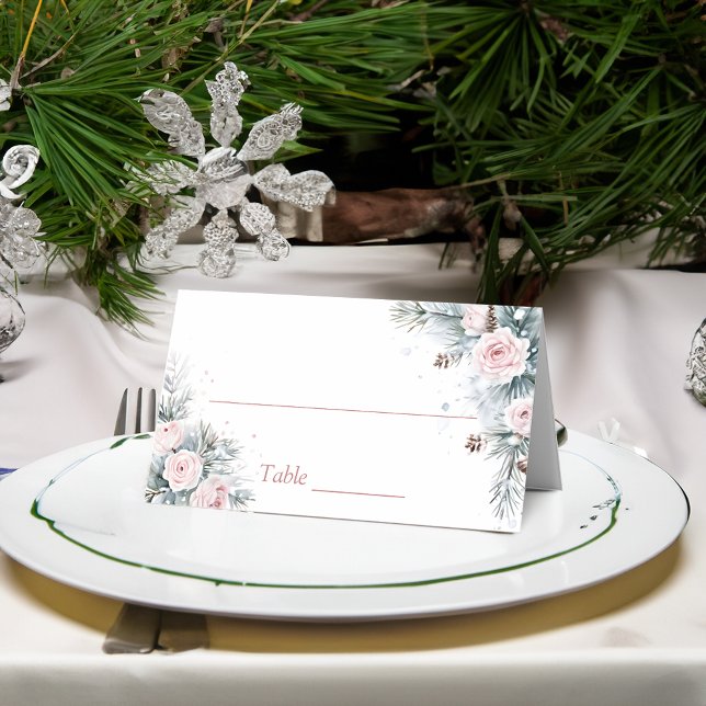 Snow in love winter bridal shower party place card (Snow in love winter bridal shower party place cards personalized coordinated table decor)