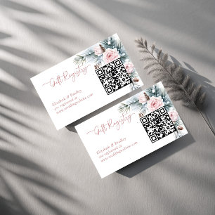 Snow in love winter bridal shower qr gift registry enclosure card