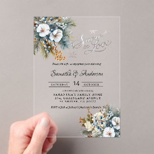 Snow in love winter Engagement Party  Acrylic Invitations