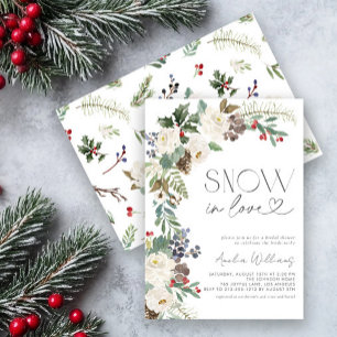 Snow in Love Winter Flowers Evergreen Invitation