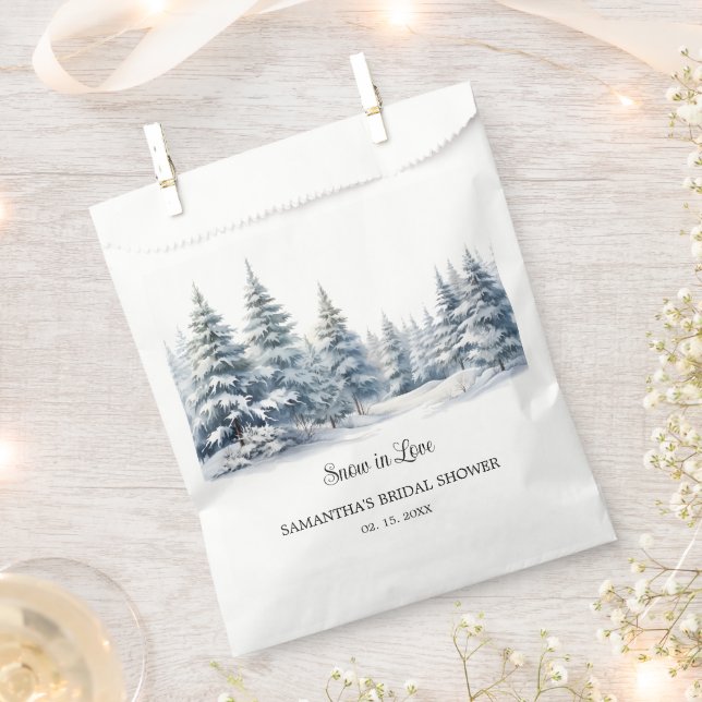 Snow in Love winter pine forest Bridal Shower Favour Bags (Clipped)