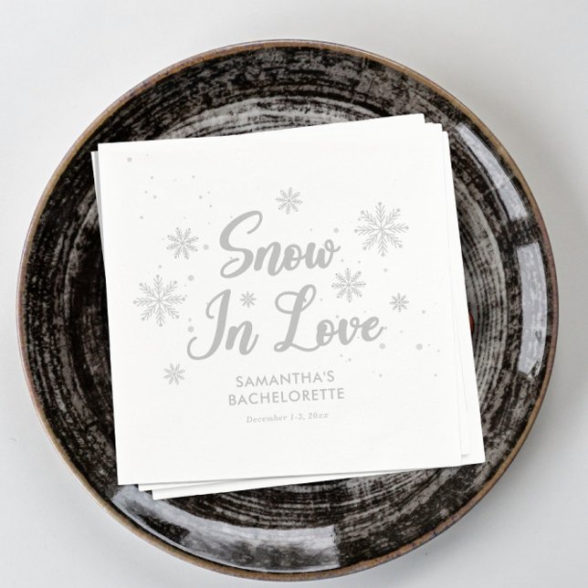 Snow in love Winter Ski Bachelorette  Napkin (Creator Uploaded)