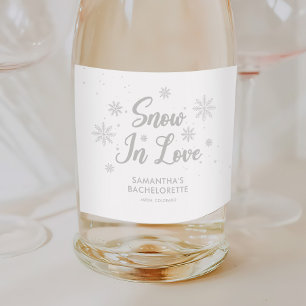 Snow in love Winter Ski Bachelorette Sparkling Wine Label