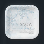 Snow in Love Winter Snowflake Bridal Shower  Paper Plate<br><div class="desc">Embrace the enchanting beauty of winter with a stylish bridal shower suite adorned with charming snowflake illustrations. Personalising it with your unique details is effortless. Connect with us via chat for matching items or special requests—let your vision come to life! PLEASE NOTE: For assistance on orders, shipping, product information, etc.,...</div>