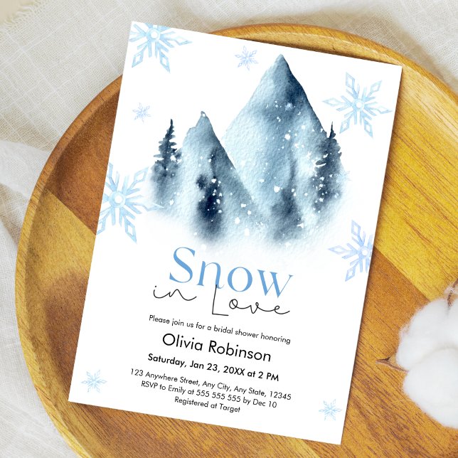 Snow in Love Winter Snowflakes Bridal Shower  Invitation (Snowy Mountains Snow in Love Winter Snowflakes Bridal Shower Invitation )