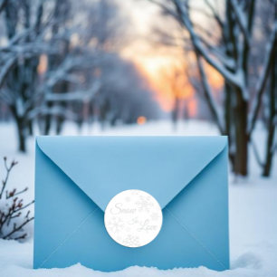Snow In Love Winter Wedding Classic Round Sticker