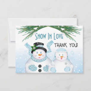 Snow In Love Winter Wedding Thank You Card