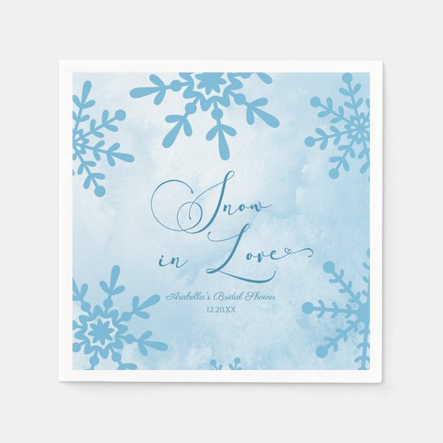 Snow In Love Winter Wonderland Bridal Shower Napkin (Front)