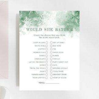 Snow in Love Would She Rather Bridal Shower Game