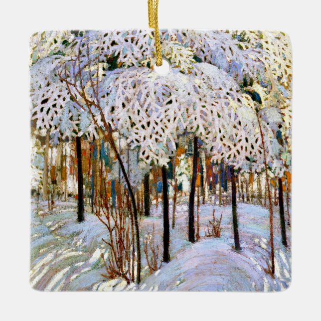 Snow in October, fine art, Ceramic Ornament (Front)