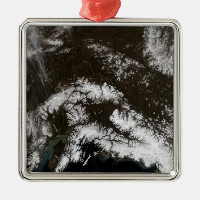 Snow in south central Alaska Metal Tree Decoration (Front)