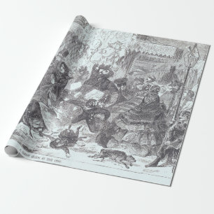 SNOW IN THE CITY Vintage Christmas Wrapping Paper