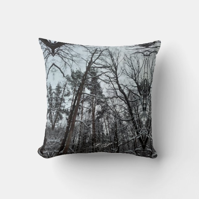 Snow in the woods  LS Throw Pillow (Front)