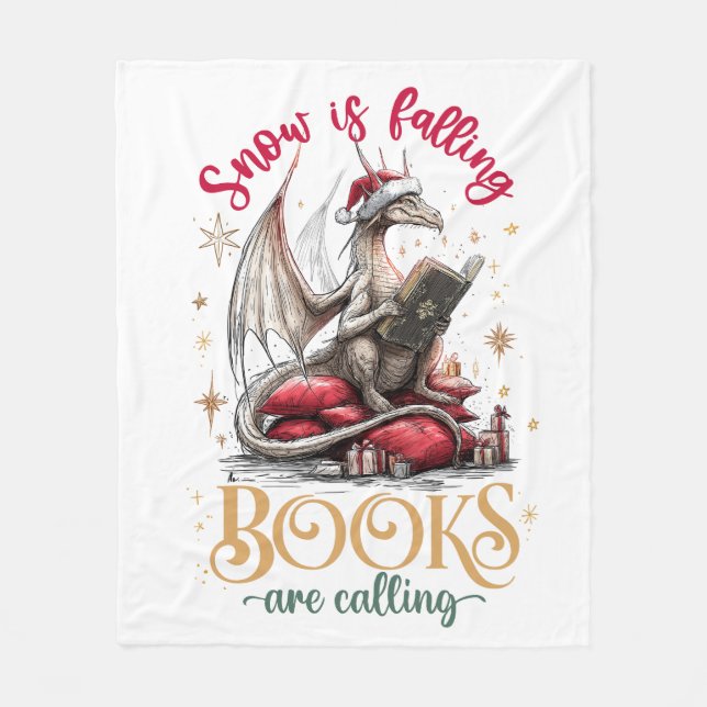 Snow Is Falling, Books Are Calling  Fleece Blanket (Front)