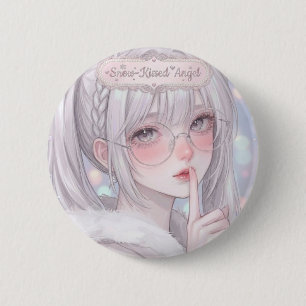 Snow-Kissed Angel Soft Aesthetic Anime Girl Glasse 6 Cm Round Badge