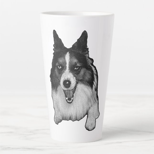 Snow‑Kissed Corgi Hello Latte Mug (Front)