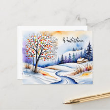 Snow Landscape - House at the edge of the forest |