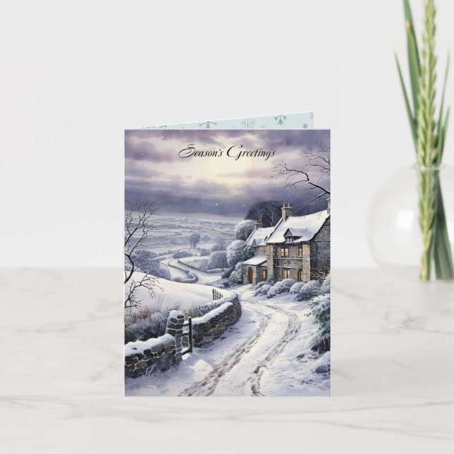 Snow Lane Country Landscape Christmas Card (Front)