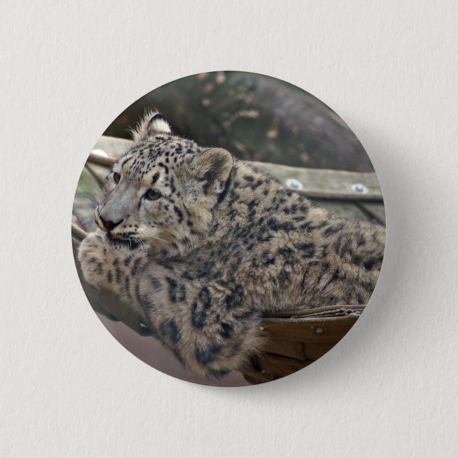 Snow Leopard 6 Cm Round Badge (Front)