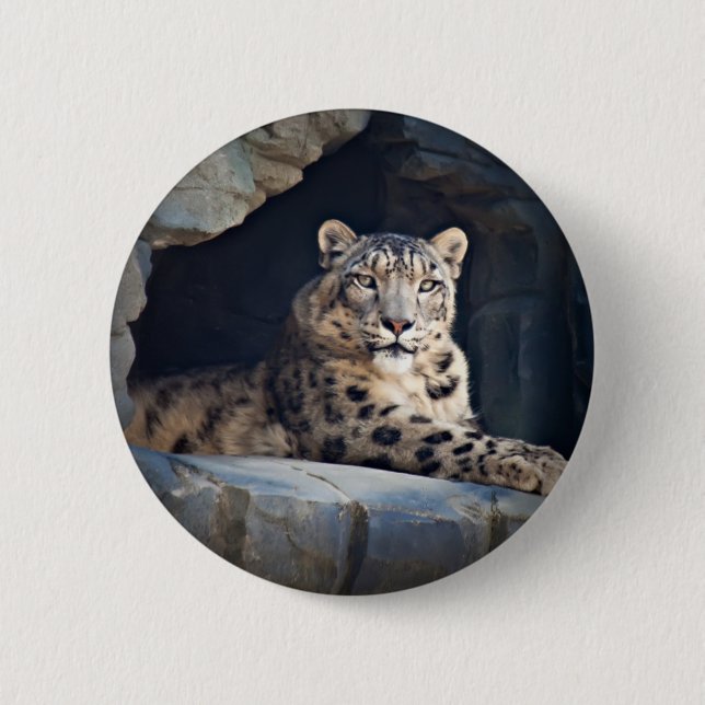 Snow Leopard 6 Cm Round Badge (Front)