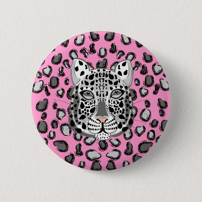 Snow Leopard 6 Cm Round Badge (Front)