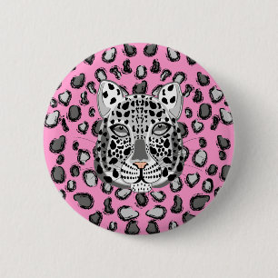 Snow Leopard 6 Cm Round Badge