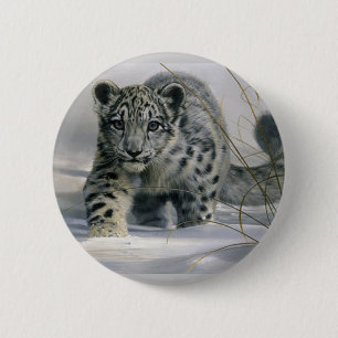 Snow leopard 6 cm round badge