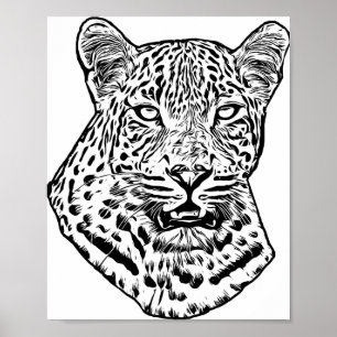 Snow Leopard Abstract Original jungle animal Art Poster