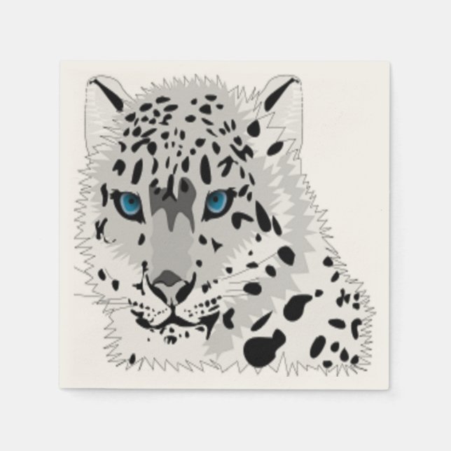 SNOW LEOPARD ANIMAL NAPKIN (Front)